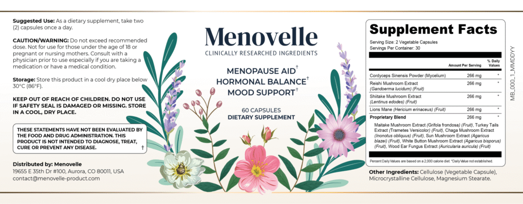 Menovelle natural supplement for menopause relief